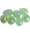 Color treated Aquamarine Runes featuring gold colored Elder Futhark runes.