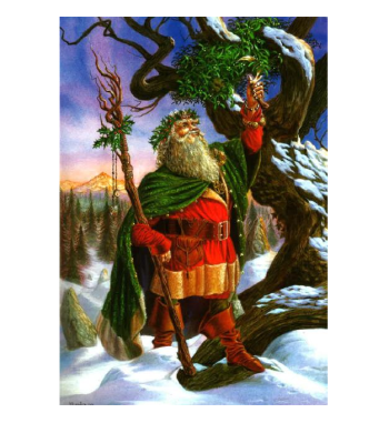 Gathering the Mistletoe Briar Yule Card BY02