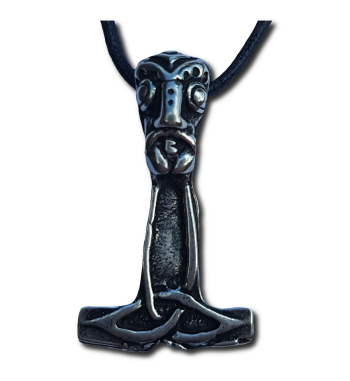 Small Warrior Head Thor's Hammer Pendant