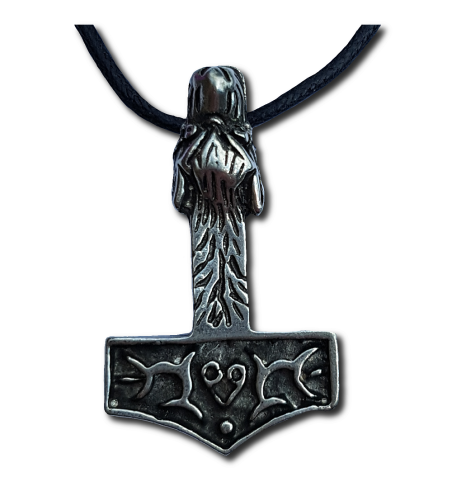 Wolf's Head Thor's Hammer Pendant