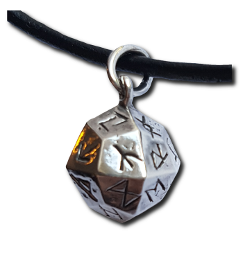 Silver Rune Dice Pendant Black