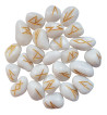 White Quartz Runes featuring golden Elder Futhark runes.  Each set comes with a black velveteen bag.