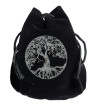 Black and silver Yggdrasil rune bag shown closed holding a stone rune set.