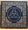 The twenty four inches triquetra altar cloth is made of a heavier weight cotton material with a fringed edge.