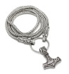 Stainless Steel Thor's Hammer With Wolf Chain