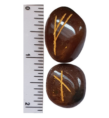 Fancy Jasper runes feature gold colored Elder Futhark runes and come with a black velveteen rune pouch.