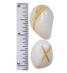 White Quartz Runes featuring golden Elder Futhark runes.  Each set comes with a black velveteen bag.