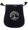 Black and silver Yggdrasil rune bag shown closed holding a stone rune set.