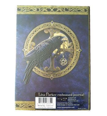 A single raven sits on a bookshelf in front of a round window on the cover of this journal.