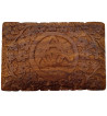 The Floral Triquetra Box is a wooden box with a carved floral pattern surrounding a triquetra.