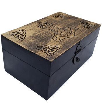 The Mjolnir box has a metal latch closure that can be locked.