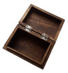 The wooden Triskele box measures four inches by six inches.