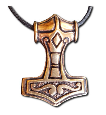 Bronze Viking Warrior Thor's Hammer Pendant