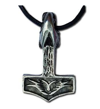 Wolf's Head Thor's Hammer Pendant