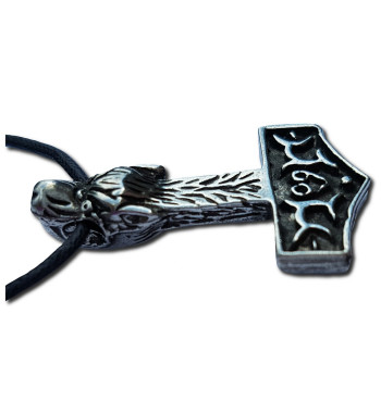 Wolf's Head Thor's Hammer Pendant