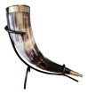 Metal Rim Drinking Horn with slight curve shown from the side.