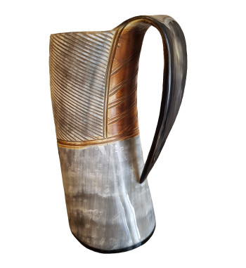 Large Drinking Horn Tankard shown from the side.