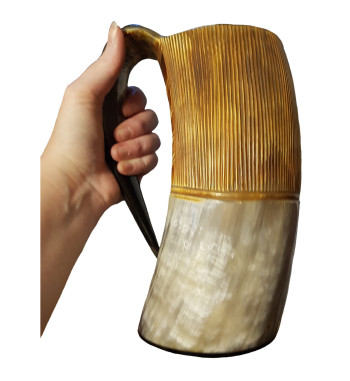 Large Drinking Horn Tankard shown from the side.