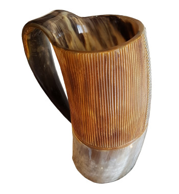 Large Drinking Horn Tankard shown from the side.