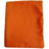 Three inch by four inch orange cotton rune bag with white drawstring.