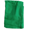 Three inch by four inch green cotton rune bag with white drawstring.